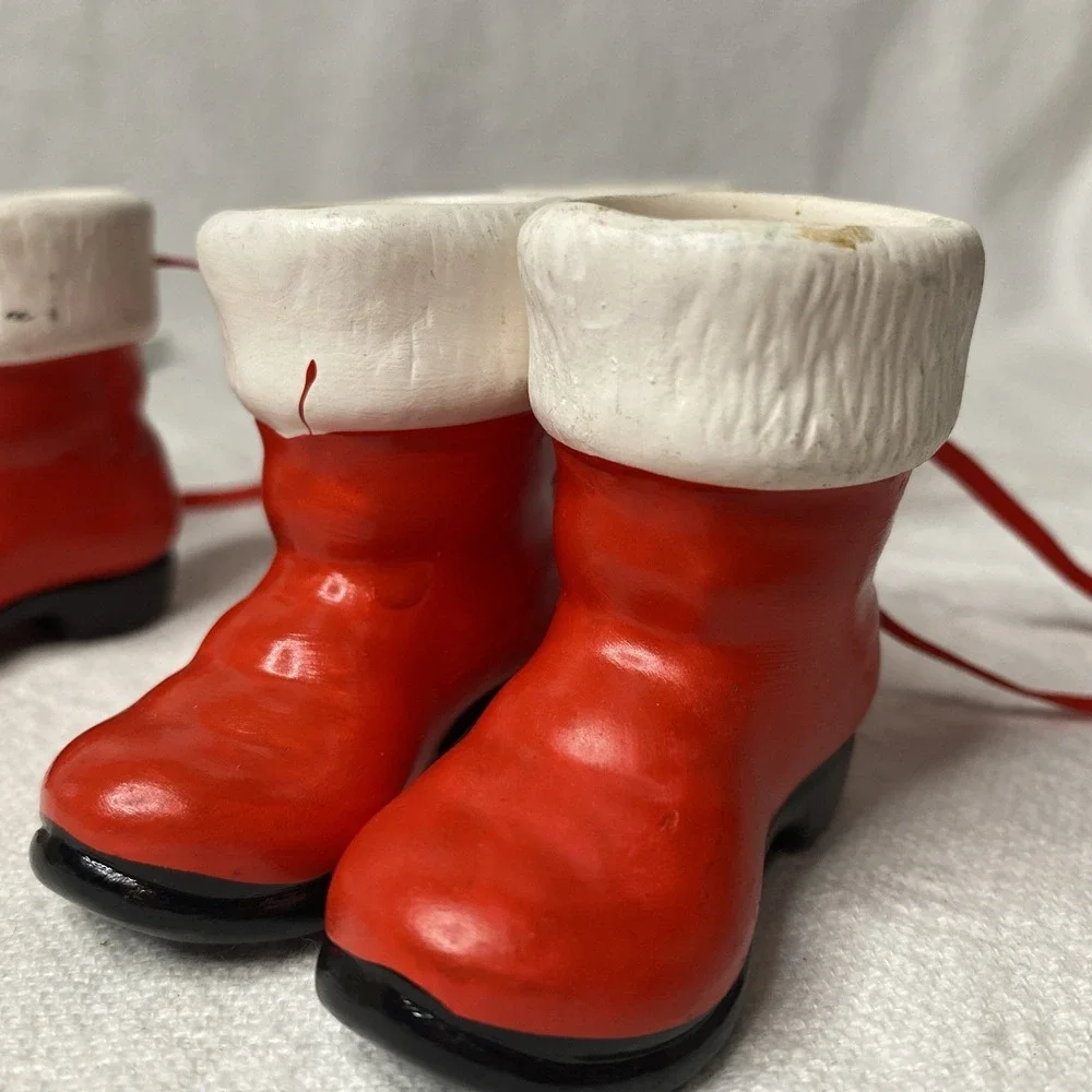 Set Of‎ 3 Kurt Adler Santa Boots Christmas Ornaments Please See Pictures
